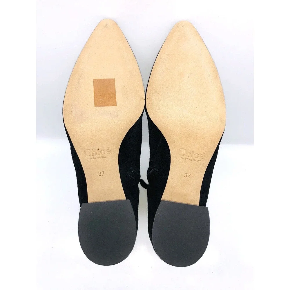 Chloe Lauren Suede Pointed Toe Ankle Boots - Black , US 7 / EUR 37 - Picture 10 of 11